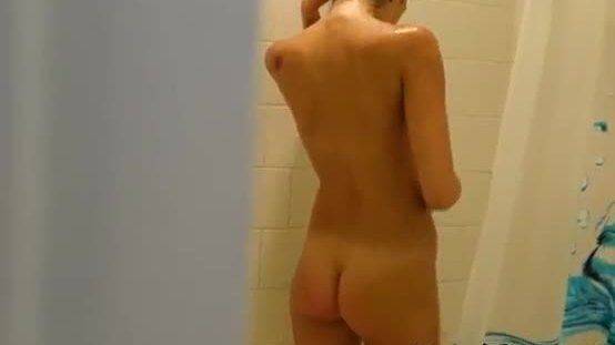 Sexy teen spied before shower