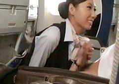 Asian stewardess handjob