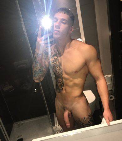 Latin handsome monster cock tattooed