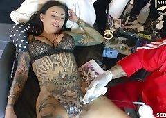 Tattooed white blowjob penis and pissing
