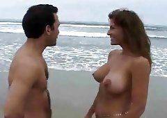 Erotic shaved blowjob penis on beach
