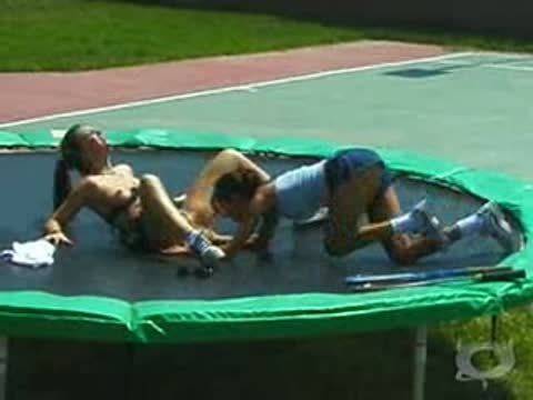 Orgasm on trampoline