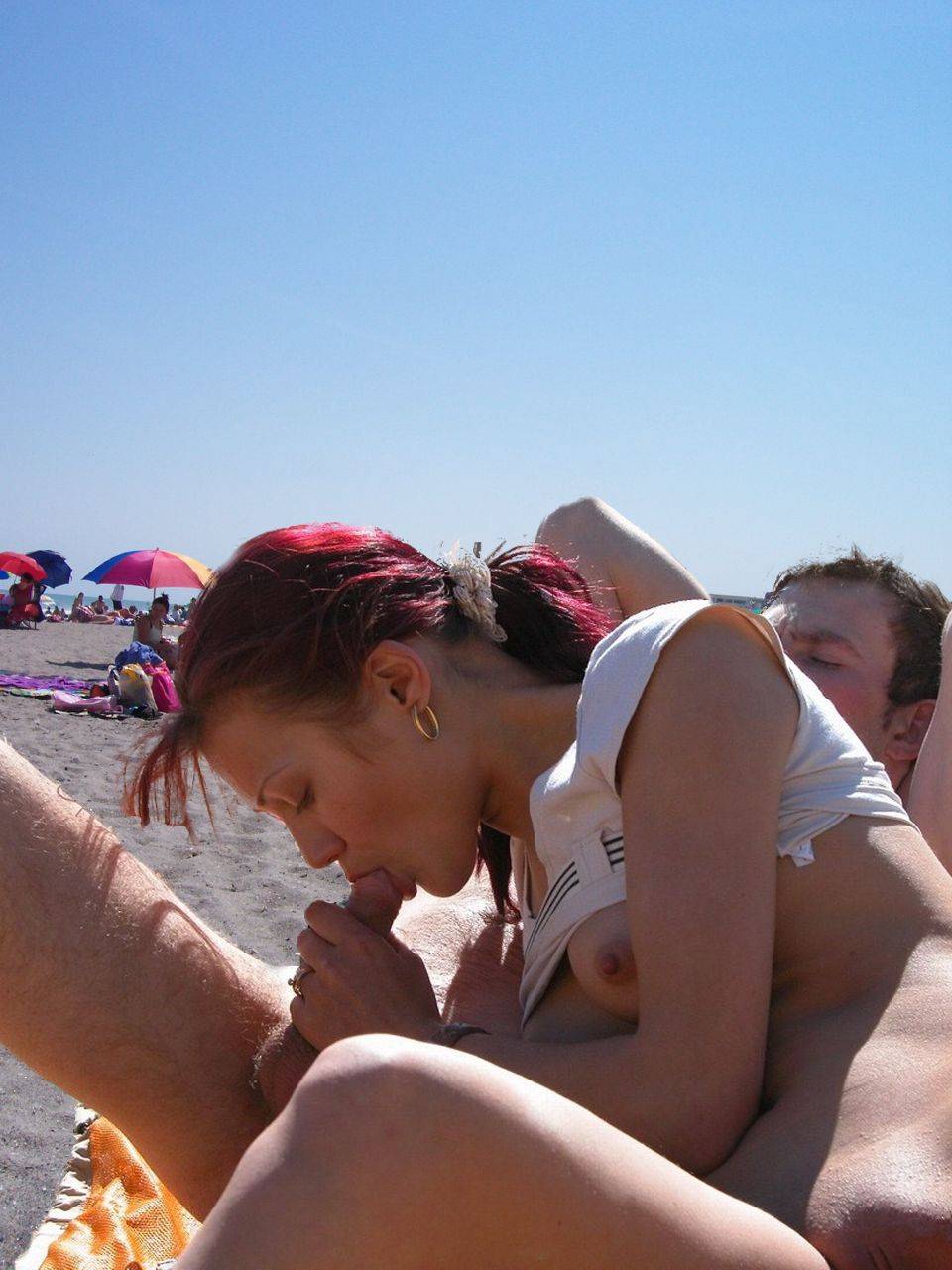 best of Blowjob beach on nude girls cock