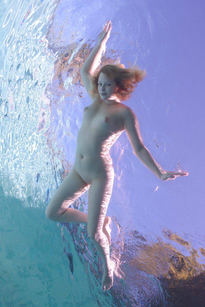 Redhead underwater
