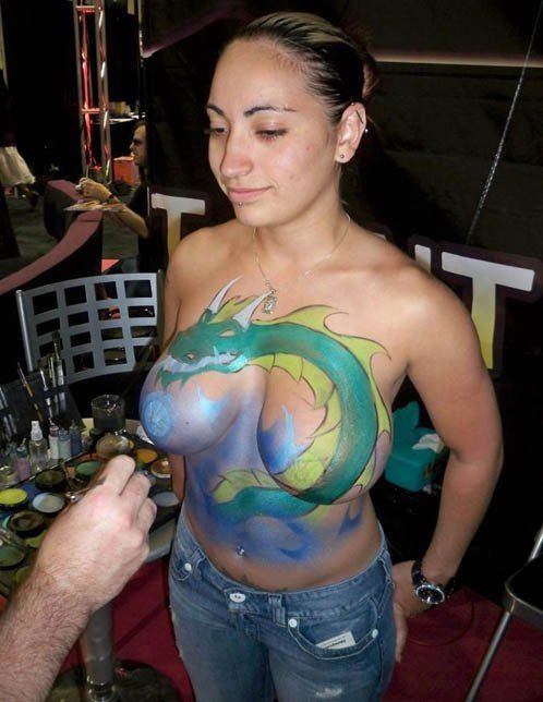 best of Painted models boob Big