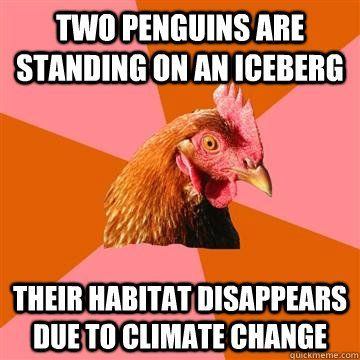 Superman reccomend Two penguins on an iceberg joke