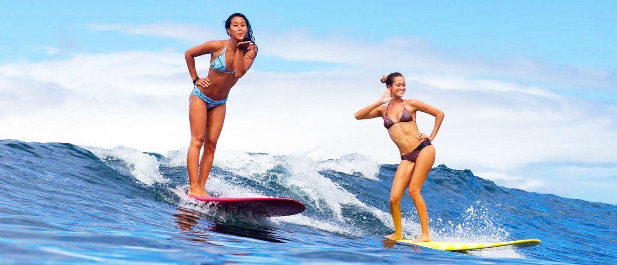 Girls surfing