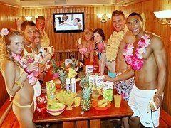 Hawaiian luau orgy sex party