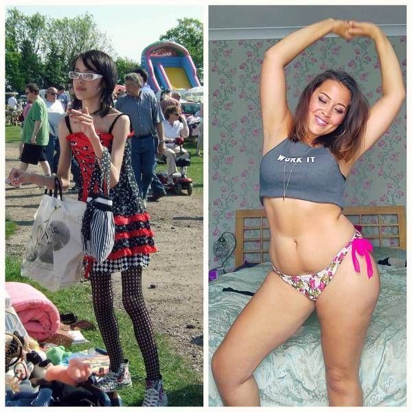 Anorexic woman wearing bikini photo