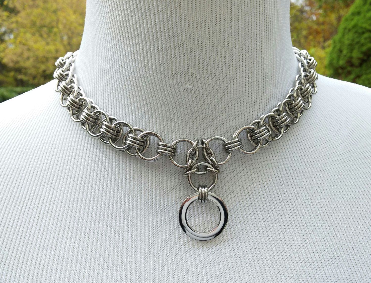 Steel bondage collar chains