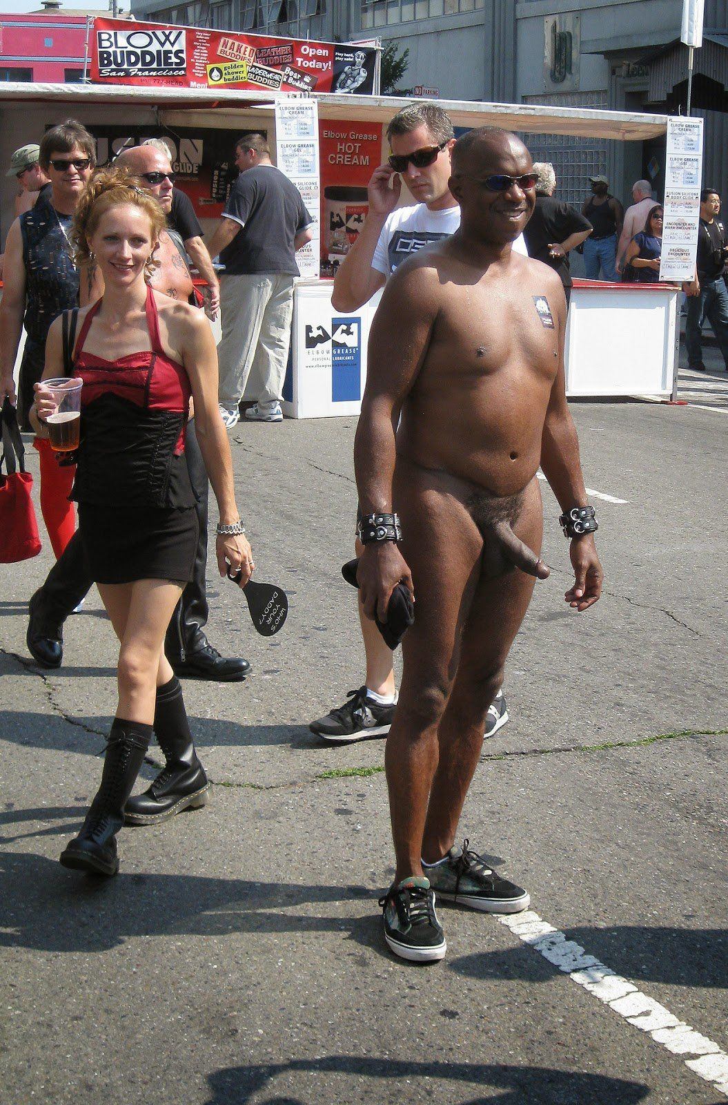Naked men with boners in public