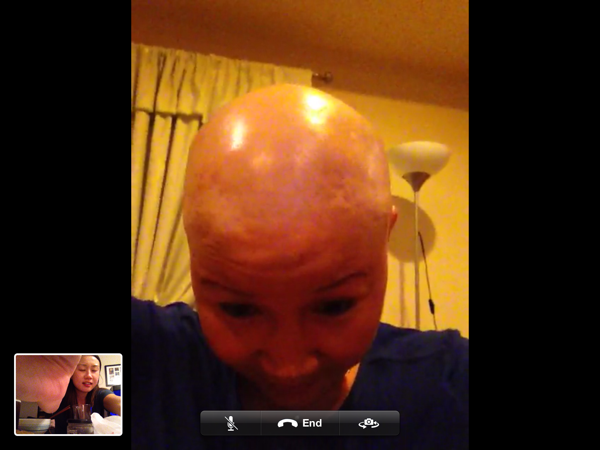 Shaved her head with razor