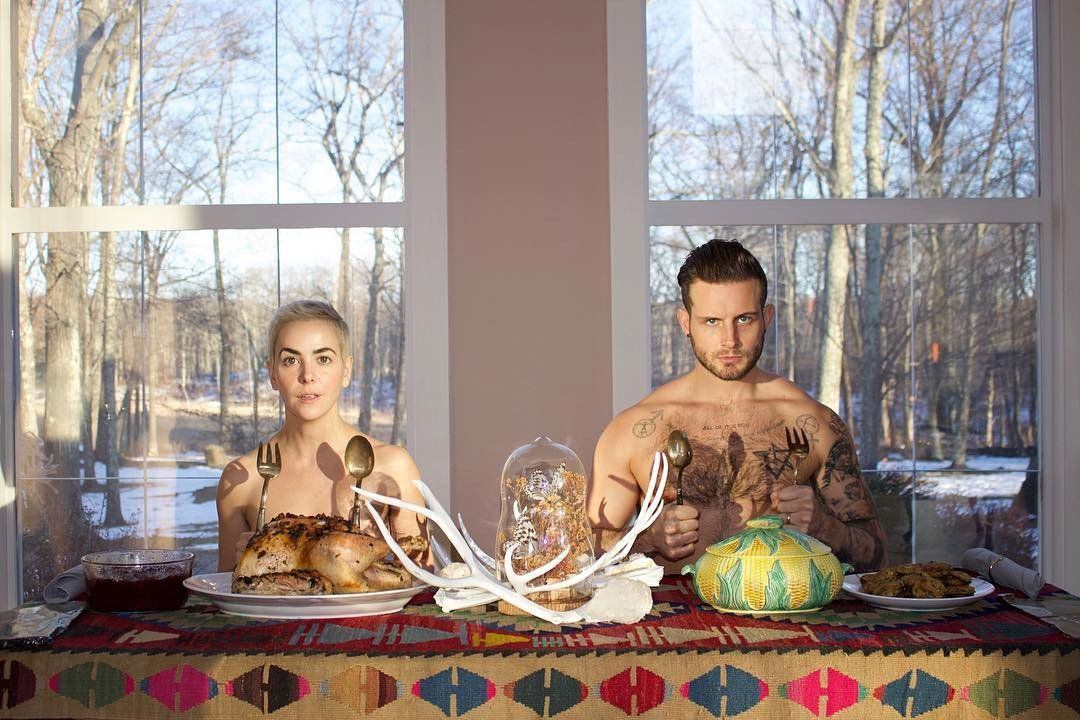 Nude women cooking thankgiving day