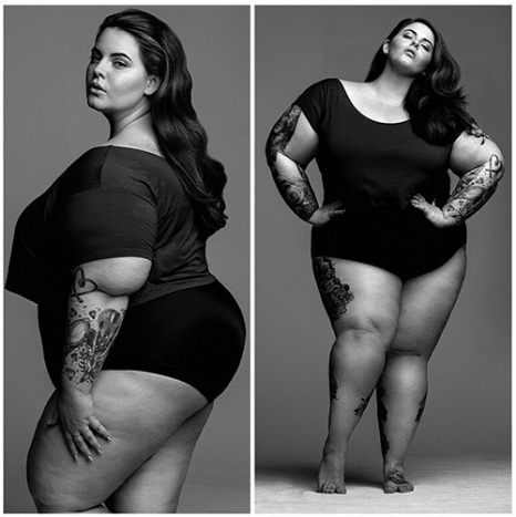 Plus size model with tattoos