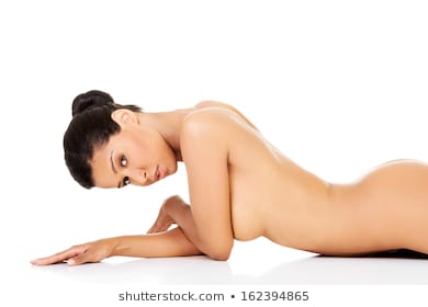 Nude female laying on her side